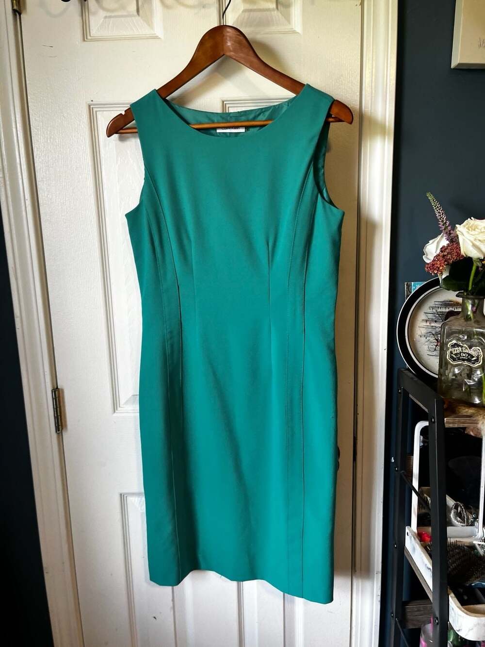 Calvin Klein Teal Green Sleeveless Sheath Dress Size 4